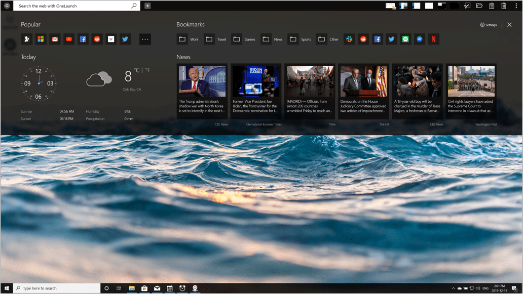 Desktop with OneLaunch Dashboard open