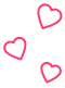 Arrangement of three pink hearts